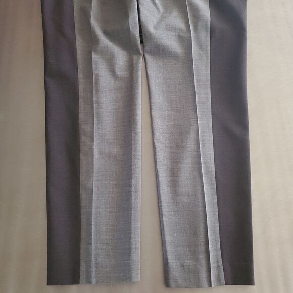Vince Contrast Panel High Rise Tapered Leg Wool Trouser Pants Gray Black 10 - Picture 8 of 13